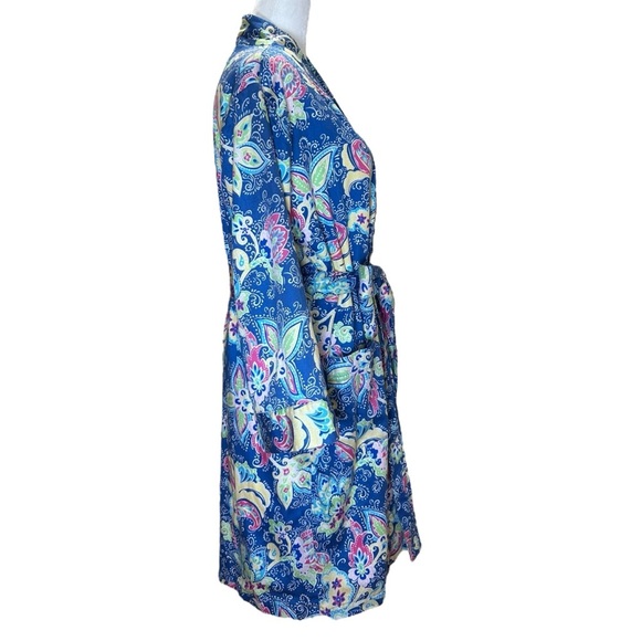 Ralph Lauren - Paisley Robe, Belt, Terry Cloth Lining - Size XS / S, Blue, Multi - Picture 10 of 17